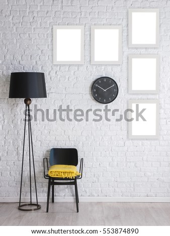 modern black white interior concept and frame