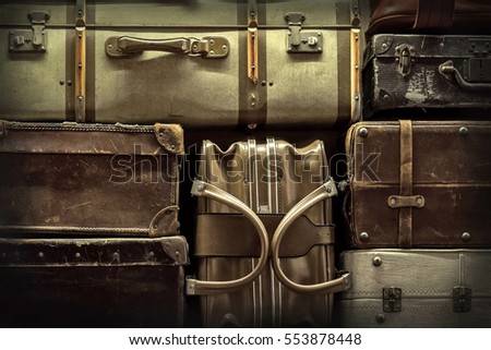 Retro  luggages bag background