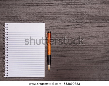 Wood Desktop, Spiral Notebook, Pen on Desk