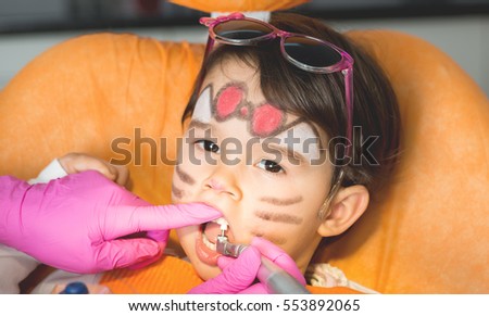 Young girl at dentist., dental treatment