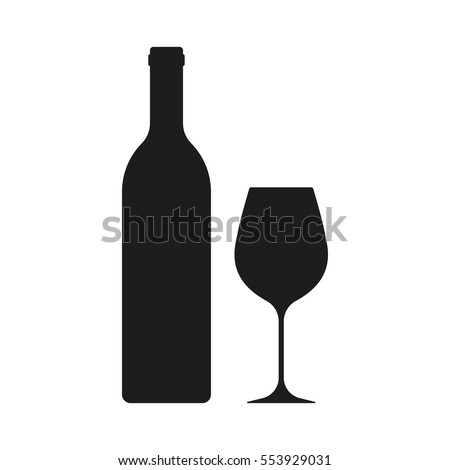 Wine bottle with wine glass icon isolated on white background. Vector illustration. Royalty-Free Stock Photo #553929031