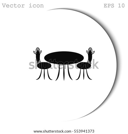 Cafe furniture icon. Table and chairs icon