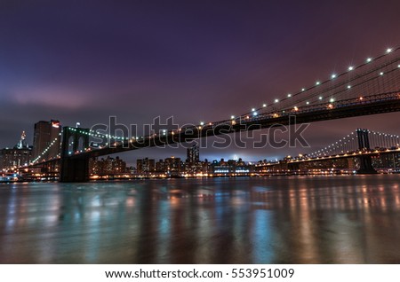 Brooklyn Bridge at Night. Long Exposure. New York. NYC.