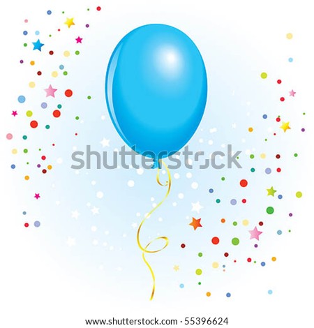 Azure balloon with dangling curly ribbon in vector format