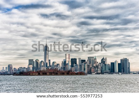 Hudson River and NYC Cityscape.