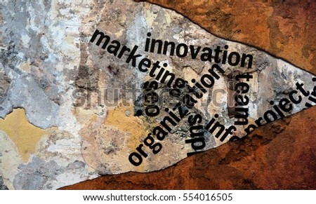 Marketing innovation text on wall