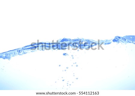 Clear water waves Isolated white background
