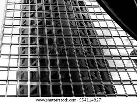 Windows of  commercial building in Hong Kong with B&W color
