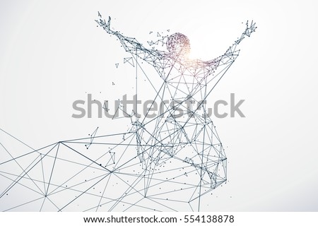 Running Man,Network connection turned into, vector illustration. Royalty-Free Stock Photo #554138878