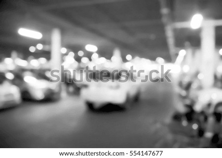 Picture blurred  for background abstract and can be illustration to article of Cars parked in the parking lot