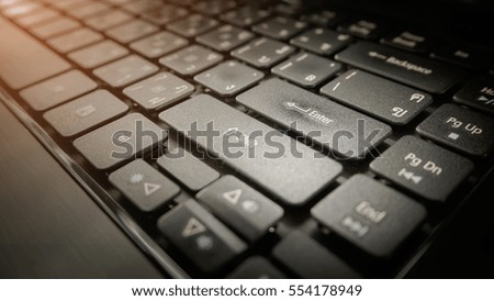 Close up of keyboard of a modern laptop.