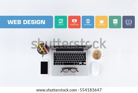 Web Design Concept with Icon Set