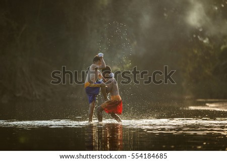 Muay Thai, Boxing in the river, Thailand