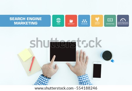Search Engine Marketing Concept with Icon Set