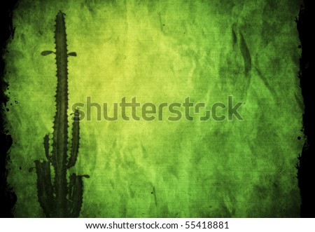 Aged paper with green cactus