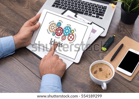 Gears and Ideas Mechanism on Tablet Screen