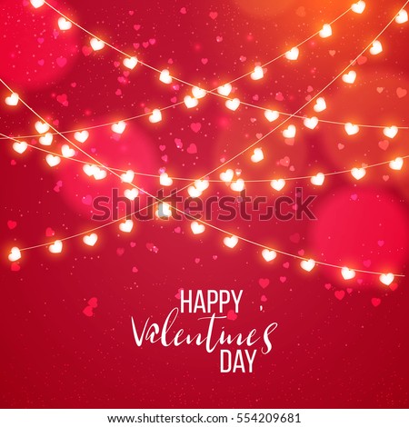 Happy valentines day and weeding design elements. Vector illustration. Pink Background With Ornaments, confetti, lettering, Hearts, lights. Doodles and curls. Be my Valentine. Royalty-Free Stock Photo #554209681