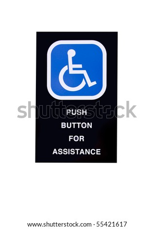 assistance sign for the handicapped isolated with clipping path at this size