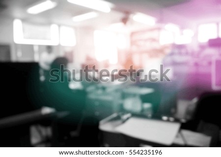 Picture blurred  for background abstract and can be illustration to article of Office With Workers At Desks