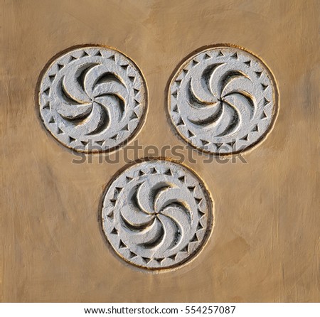 Architecture uzbek details three circles on a wall, temurid symbol