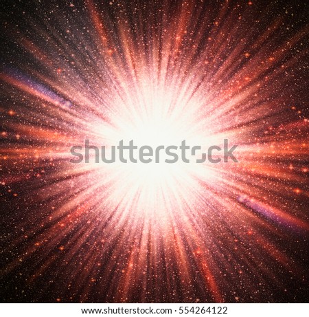 Colorful abstract starburst. Radial background with intense glowing sparkles and stars "The elements of this image furnished by NASA" Royalty-Free Stock Photo #554264122
