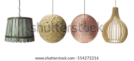 Collection of  pendants isolated on white, clipping path included, Set of Pendant light lamps isolated  Royalty-Free Stock Photo #554272216