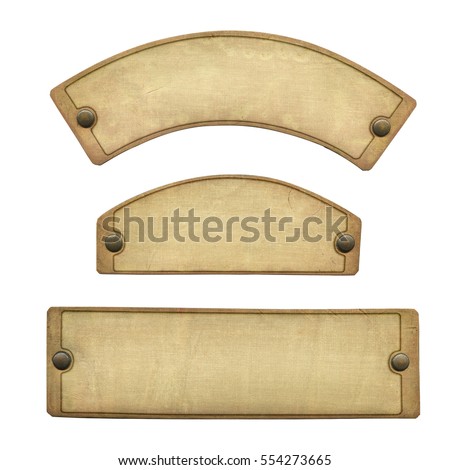 Old Brass Plate embossed (Clipping path) Royalty-Free Stock Photo #554273665