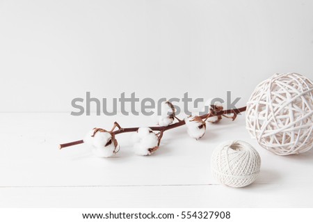 Minimal elegant composition with cotton, balls