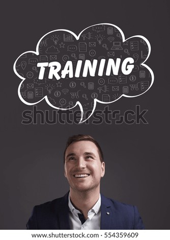 Business, Technology, Internet and marketing. Young businessman thinking about: training