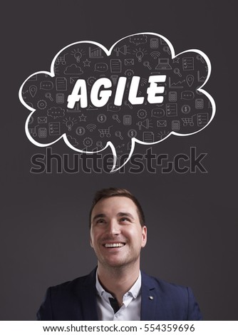 Business, Technology, Internet and marketing. Young businessman thinking about: agile