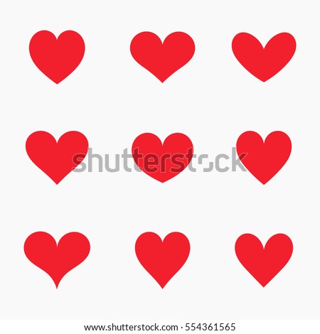 Set of red hearts icons. Vector illustration Royalty-Free Stock Photo #554361565