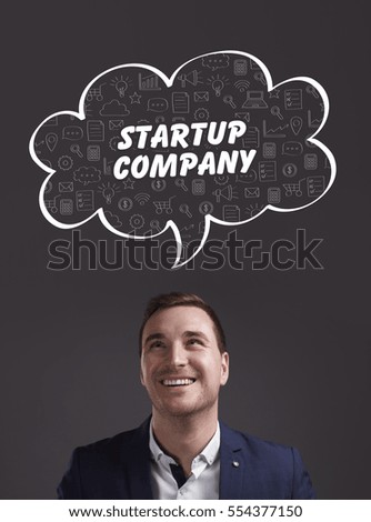 Business, Technology, Internet and marketing. Young businessman thinking about: startup company