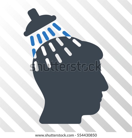 Head Shower vector pictogram. Illustration style is flat iconic bicolor smooth blue symbol on a hatched transparent background.