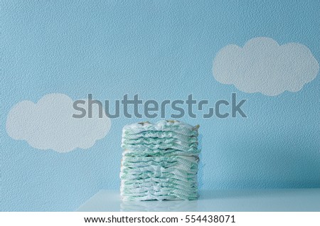 Diapers on the table in the children's room