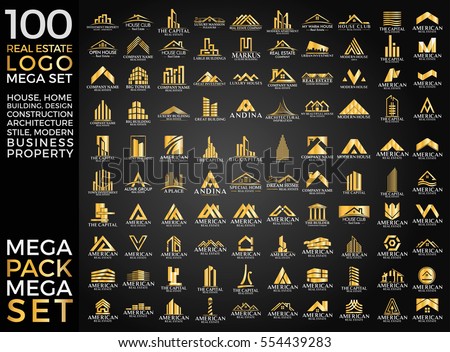 Mega Set and Big Group, Real Estate, Building and Construction Logo Vector Design Eps 10 Royalty-Free Stock Photo #554439283