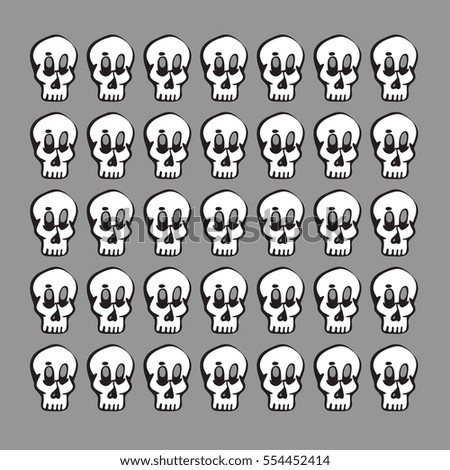Small cartoon skulls in the form of a graph or scale. Vector illustration