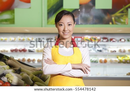 	A young shop assistant	
