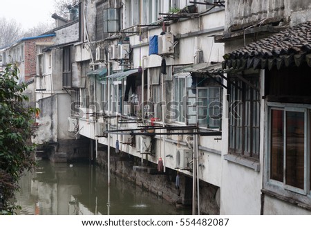Rear of housing overlooking canal, Suzhou, China