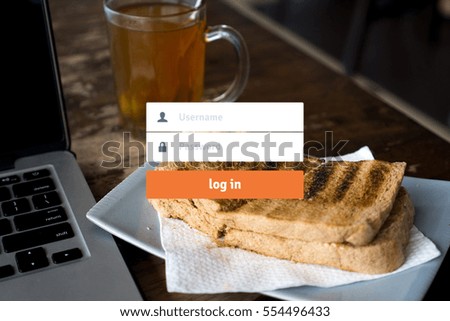 Log in Secured Access Verify Identity Password Concept with cafe or restaurant background 