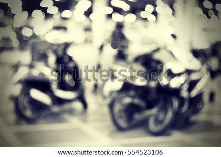 Blurred  background abstract and can be illustration to article of Motorcycle parking