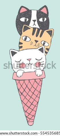 Cartoon drawing of ice cream made up of cat faces