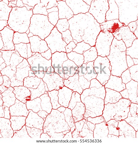 Dry Cracked Earth Overlay Vector Texture Red Color  For Your Design. EPS10 