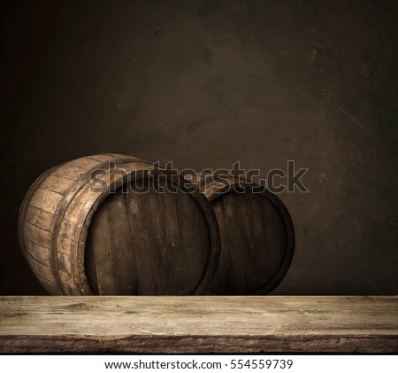 Wooden oak barrel isolated on white background