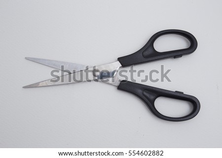 Black Scissors isolated on top view