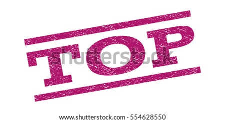 Top watermark stamp. Text tag between parallel lines with grunge design style. Rubber seal stamp with dirty texture. Vector purple color ink imprint on a white background.