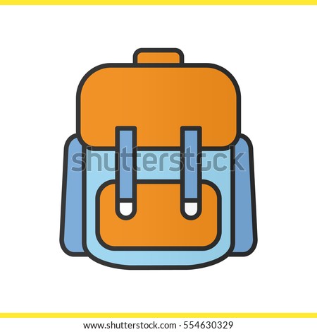 Backpack color icon. School bag. Isolated vector illustration