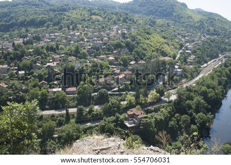 Lukatnik city in Bulgaria next to river and mountain