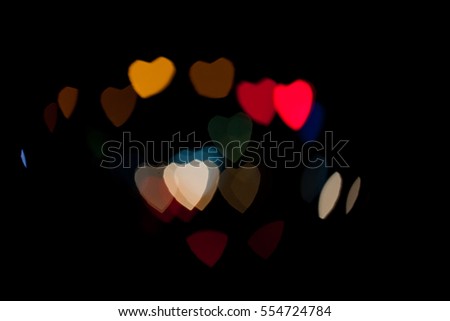 Colorful of heart bokeh background