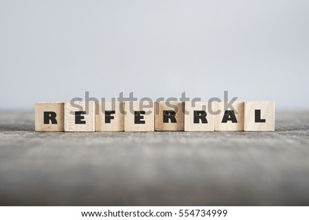 REFERRAL word made with building blocks Royalty-Free Stock Photo #554734999