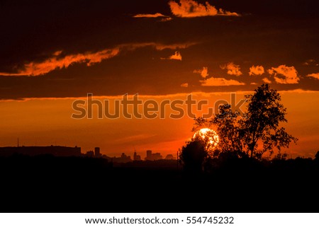orange sunset over a city